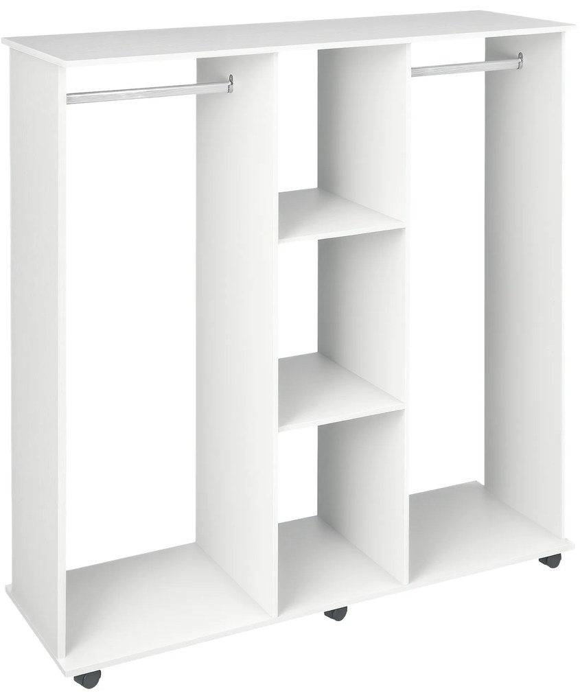 HOMCOM Dulap cu 5 Rafturi și 6 Roți, 120x40x128 cm, Negru | Aosom Romania
