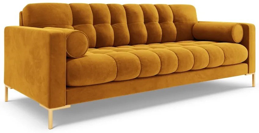 Canapea Bali 4 locuri velvet/picioare gold L217 cm