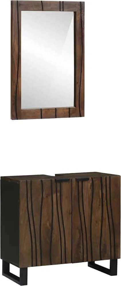 vidaXL Set de mobilier pentru baie cu ușă 2 pcs Maro Nuc Lemn compozit