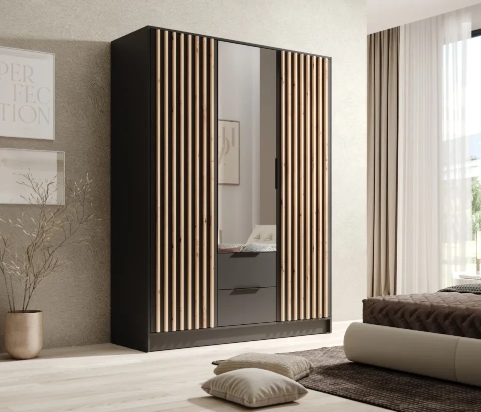 Dulap cu oglinzi, Neri, ADRK Furniture (Latime: 200 cm, Culoare: Alb / Alb)