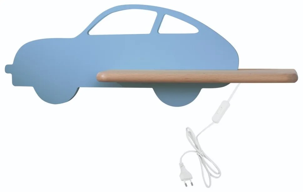 Aplică LED cu raft pentru copii CAR LED/5W/230V albastru/lemn