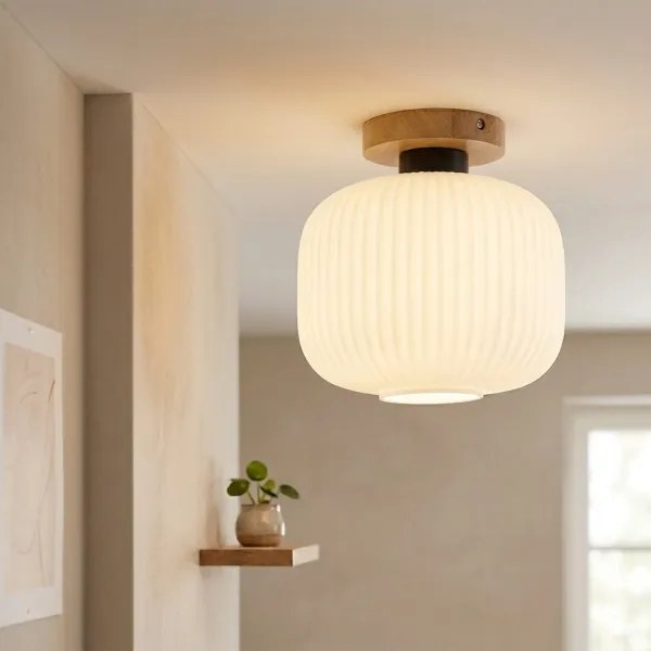 Plafonieră HARMA WOOD 1xE27/15W/230V, stejar/alb, Ø 25 cm