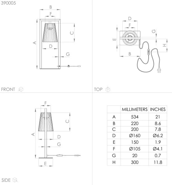 Lampă de masă Eglo 390005 BOGOTA 1xE27/40W/230V negru