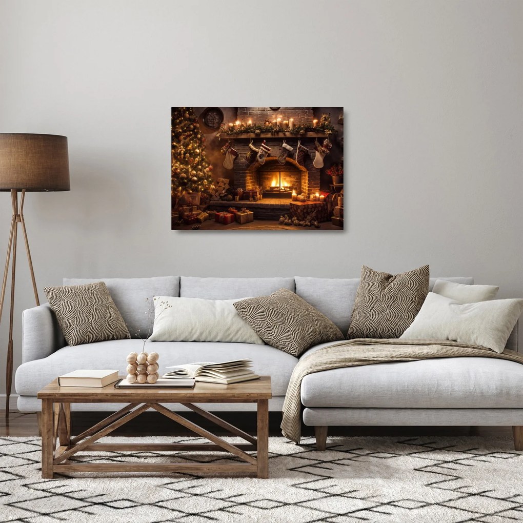 Tablou pe sticlă - Atmosfera de Crăciun (70x50 cm)