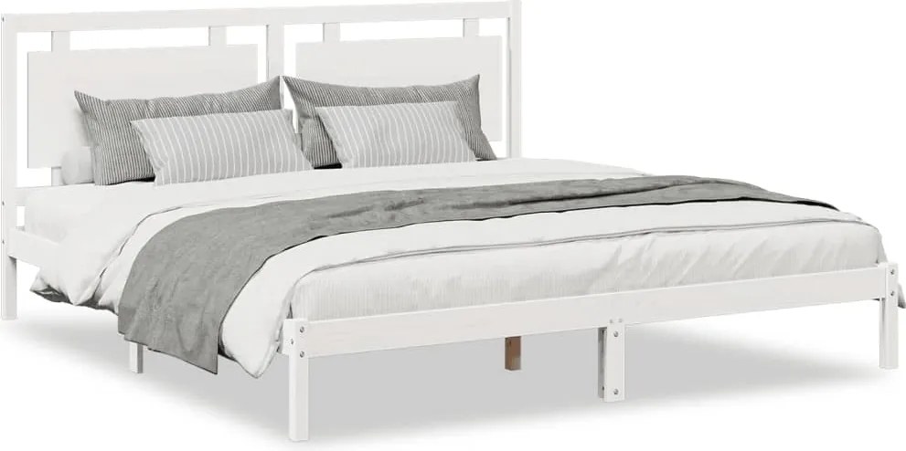 vidaXL Cadru pat foarte lung fără saltea, alb, 200x220 cm lemn masiv