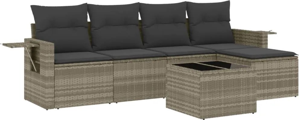 vidaXL Set canapele de grădină cu perne, 6 piese gri deschis poliratan
