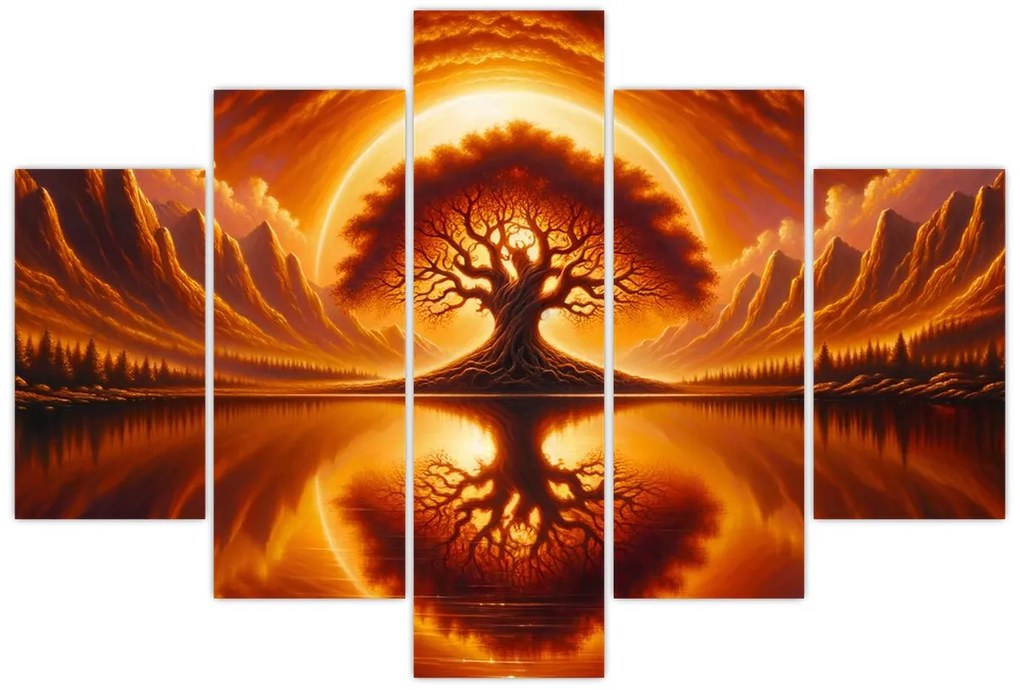 Tablou – Arbore în soare sângeriu (150x105 cm)