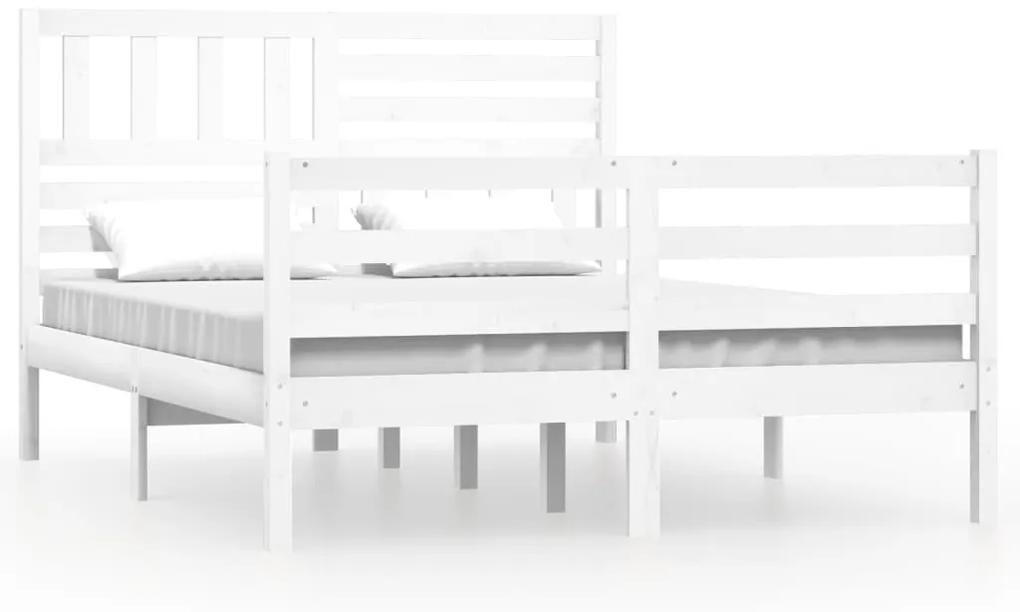 3101069 vidaXL Cadru de pat, alb, 140x190 cm, lemn masiv