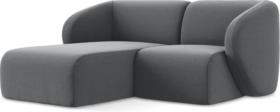 Colțar gri cu tapițerie din catifea (cu colț pe partea stângă/cu șezlong) Lani – Makamii