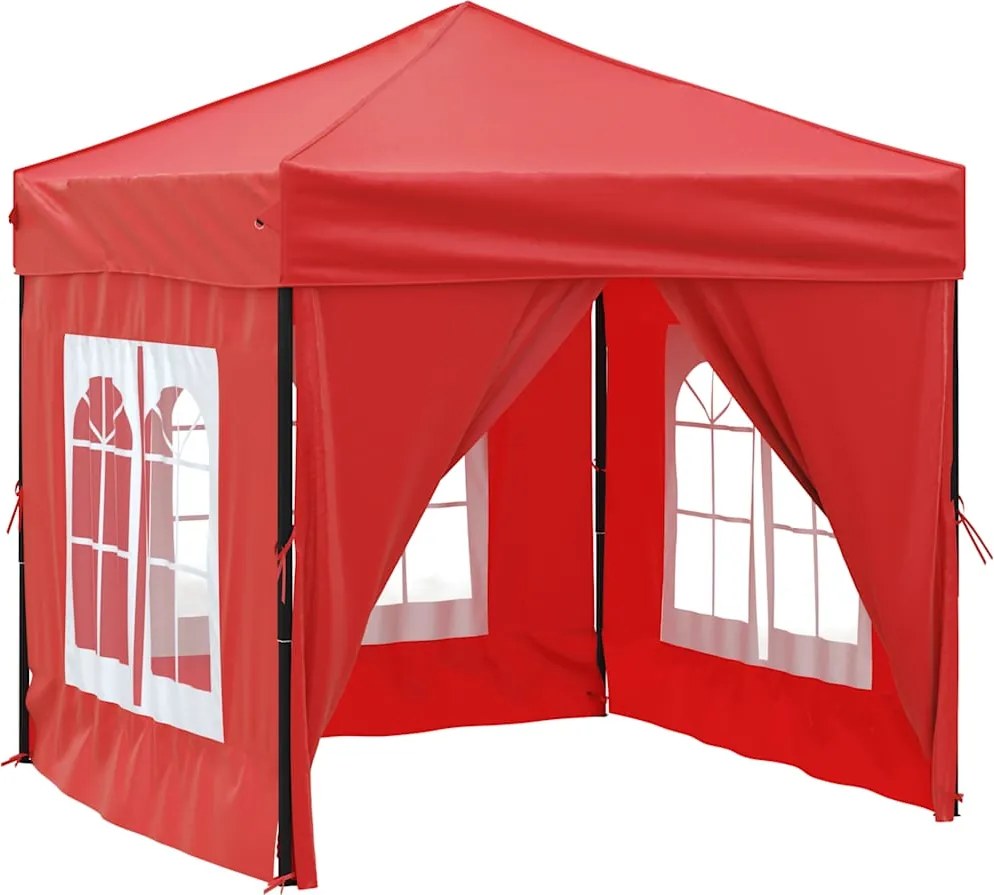 vidaXL Cort pliabil pentru petrecere, pereți laterali, roșu, 2x2 m