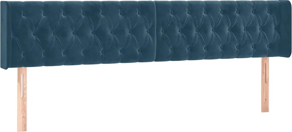 vidaXL Tăblie pat cu aripioare albastru închis 183x16x78/88 cm catifea