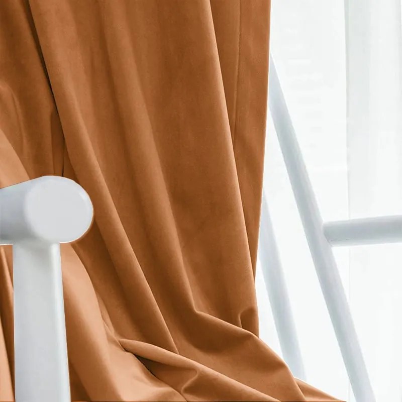 Set draperie din catifea blackout cu rejansa transparenta cu ate pentru galerie, Madison, densitate 700 g/ml, Bronze, 2 buc