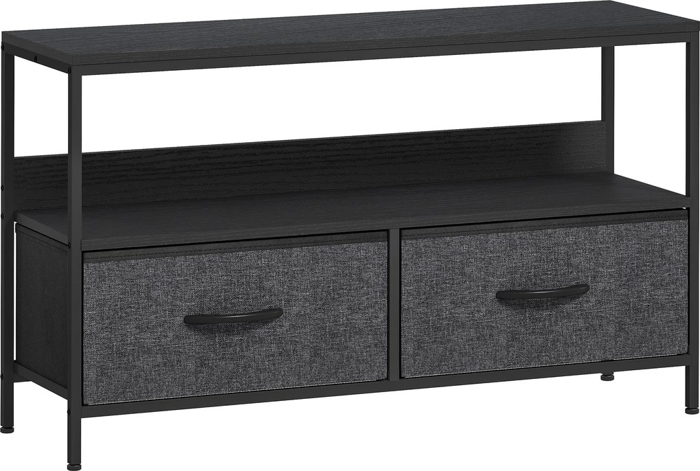 HOMCOM Mobilier pentru Televizor de 47" cu Sertare Pliabile din Material Textil și Raft, 98x29x56 cm, Lemn Natural | Aosom Romania