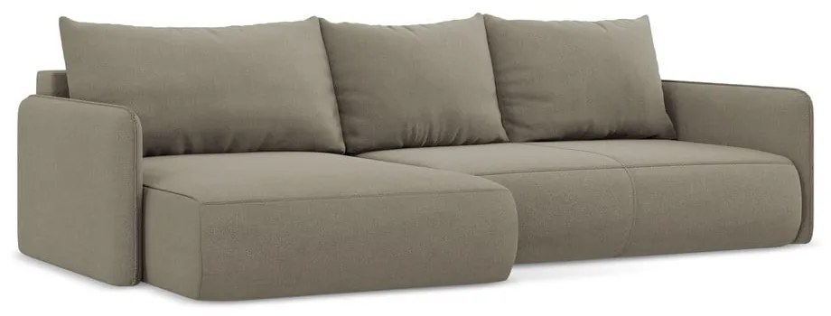 Colțar bej extensibil/cu spațiu de depozitare (cu colț pe partea stângă) Nanea – Makamii