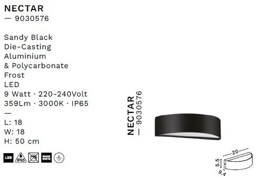 Aplica LED iluminat exterior modern IP65 NECTAR