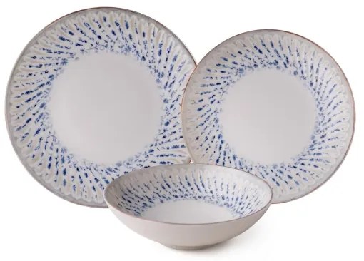 Set de veselă, 24 piese, porțelan, albastru/bej