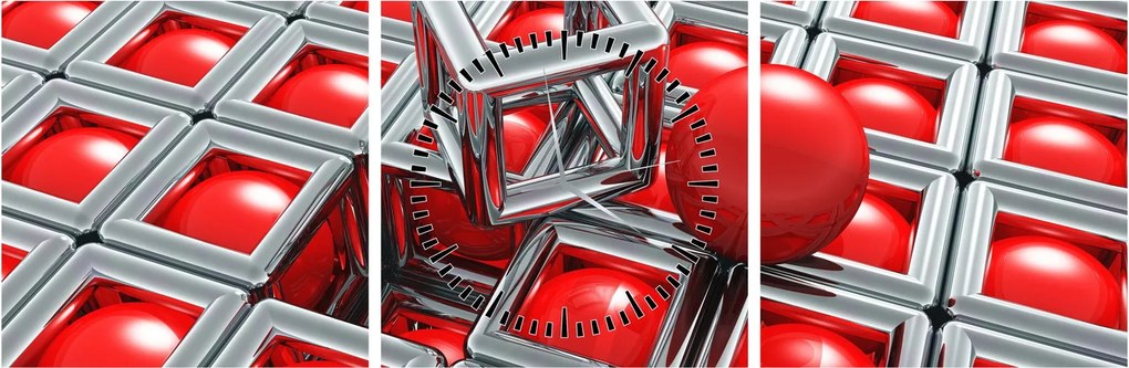 Tablou - Abstract metalic 3D (cu ceas) (90x30 cm)