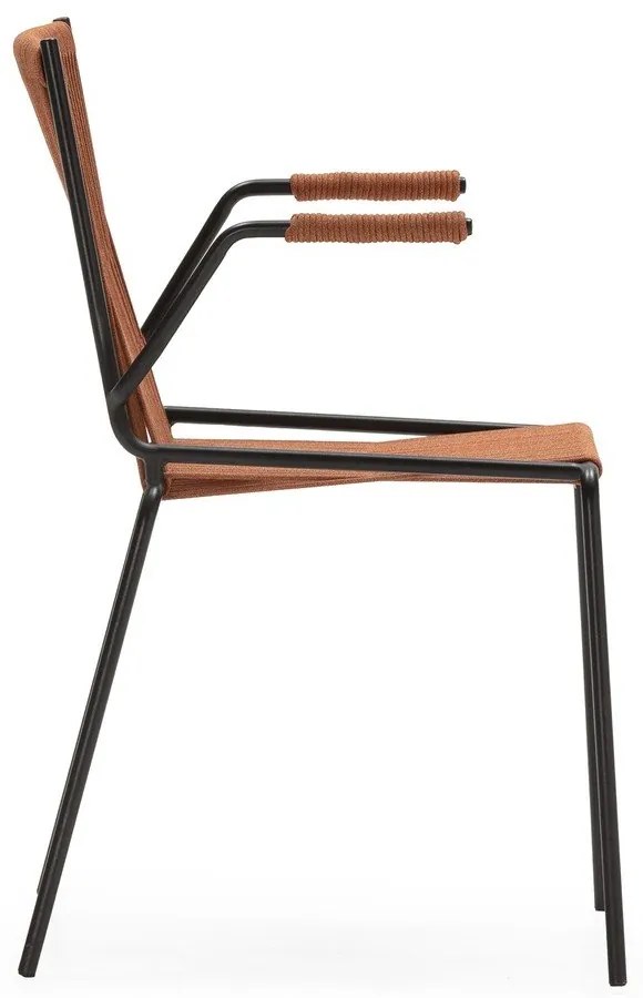 Scaune de dining teracotă cu cotiere/stivuibile 2 buc. din metal Emily – Marckeric