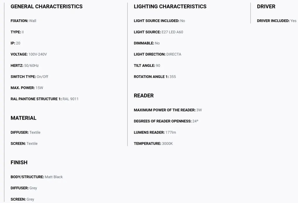 Aplica de perete cu reader LED WINDSOR negru, gri