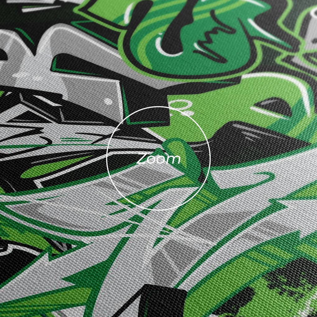 Tablou Canvas, 50x70cm, Dormitor si Living, Moderne, Graffiti, Green Graffiti Letters