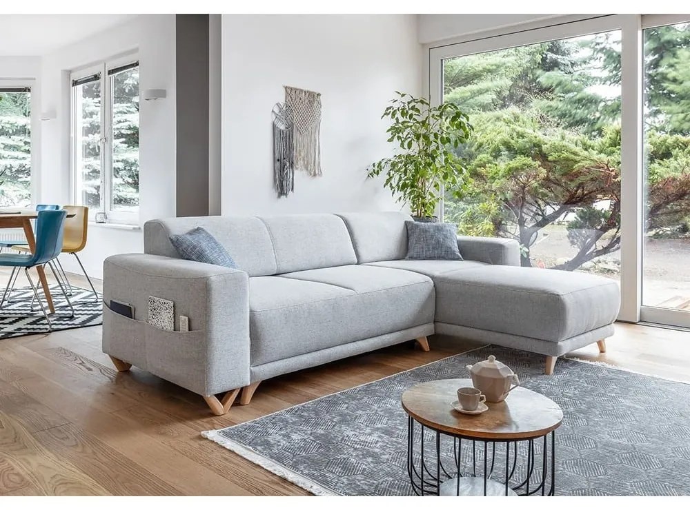 Colțar gri deschis extensibil/cu spațiu de depozitare Classy Sophie – Miuform