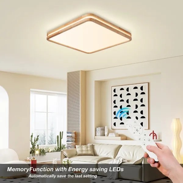Brilagi - Plafonieră LED reglabilă MOLINA SQUARE LED/80W/230V stejar 60x60 cm + telecomandă