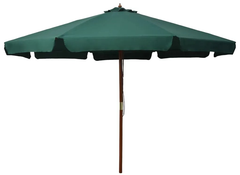 Umbrela de soare de exterior, stalp din lemn, verde, 330 cm Verde