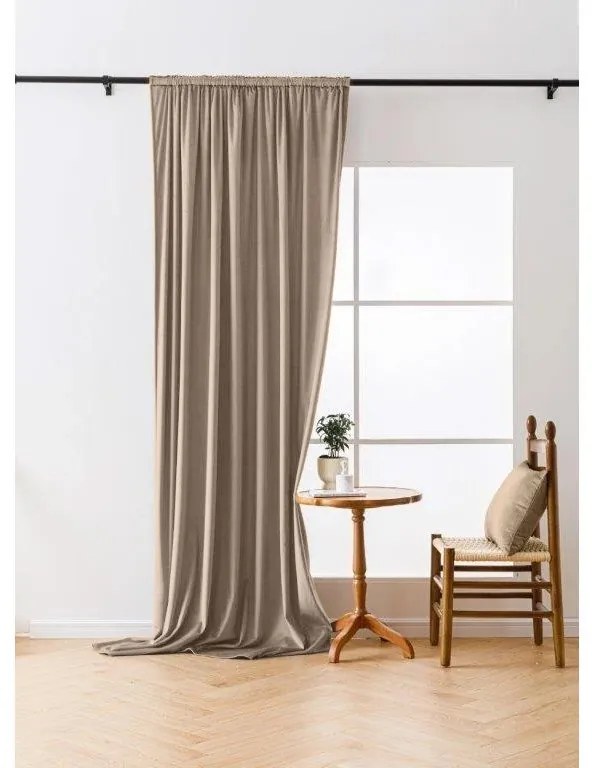 Draperie opaca VELVET maro deschis 140x250 cm Agatat: Inele metalice