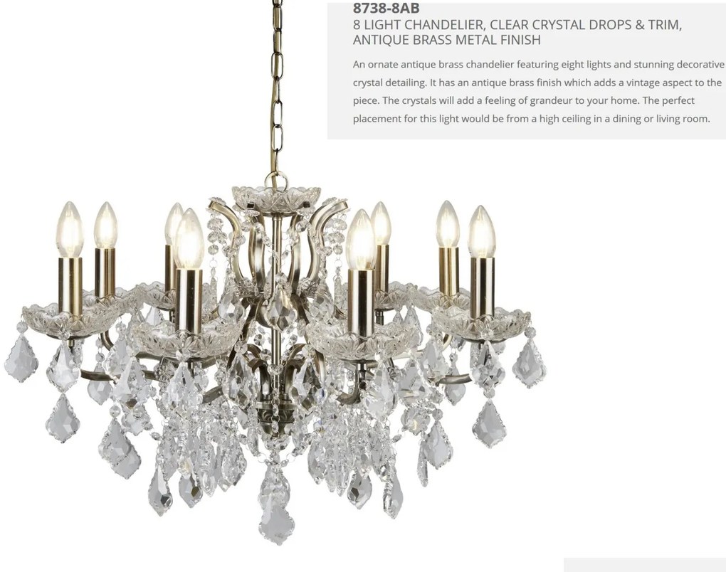 Candelabru stil clasic cu 8 brate Paris alama antic 8738-8AB SRT