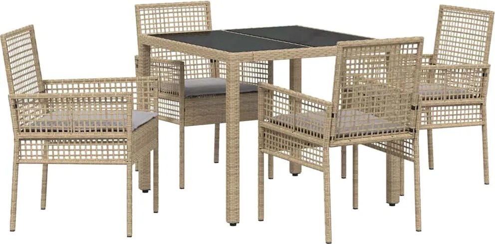 vidaXL Set de masă pentru grădină 5 pcs Bej poliratan