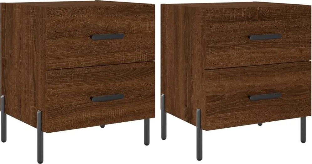vidaXL Noptiere, 2 buc., stejar maro, 40x35x47,5 cm, lemn compozit