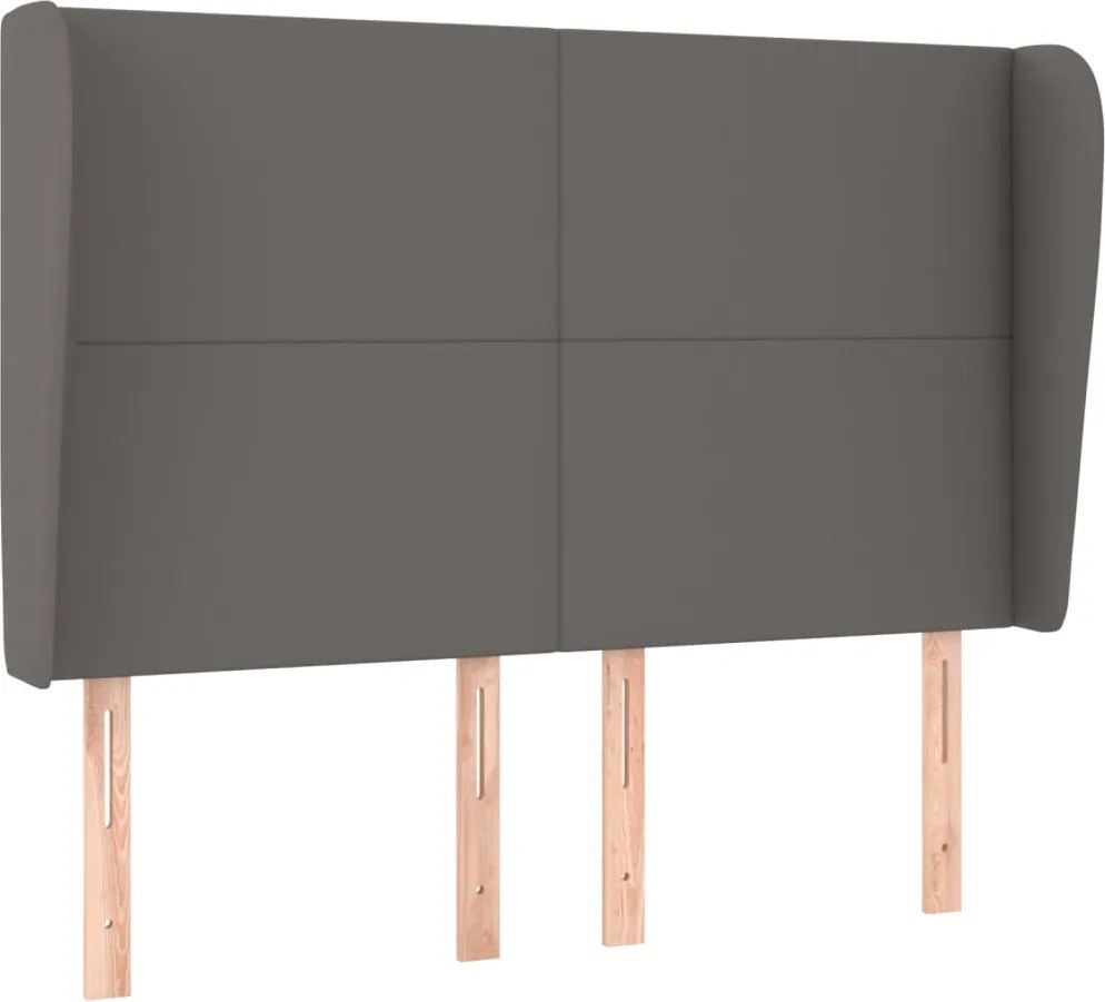 vidaXL Tăblie de pat cu aripioare gri 147x23x118/128 cm piele eco