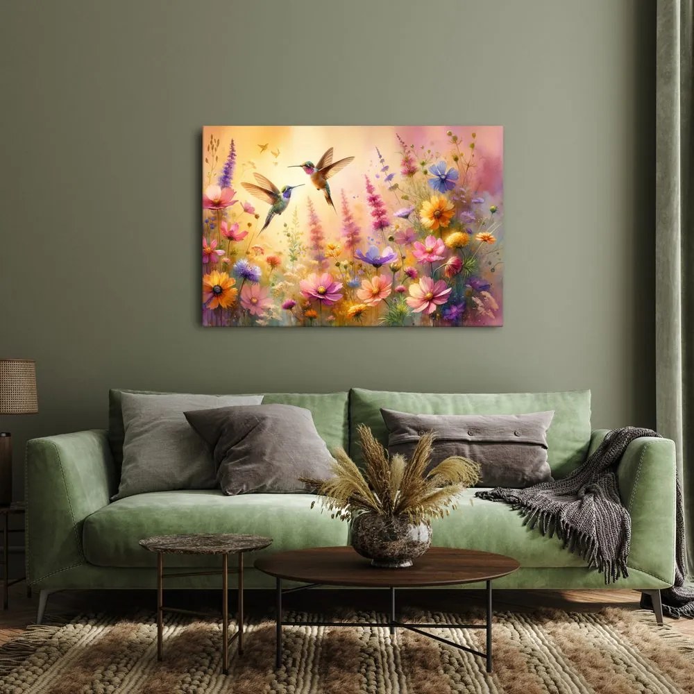 Tablou colibri și flori