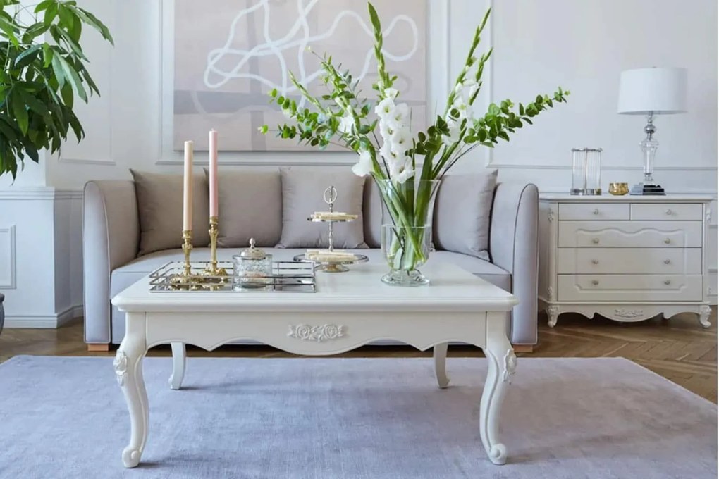 Comodă lemn masiv Paris 5 Sertare Ecru, 100 × 47 × 78 cm