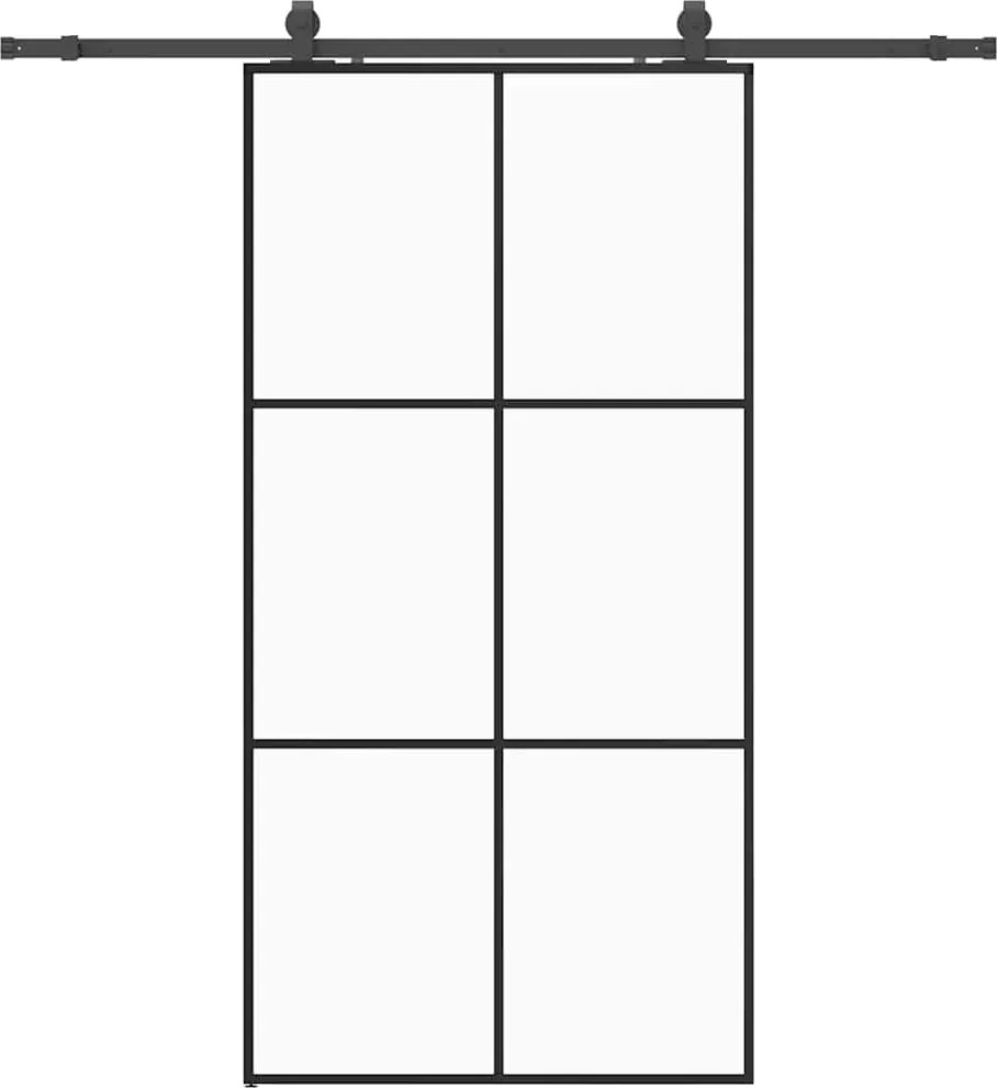 vidaXL Ușă glisantă cu set de feronerie neagră 102x205 cm Sticlă ESG