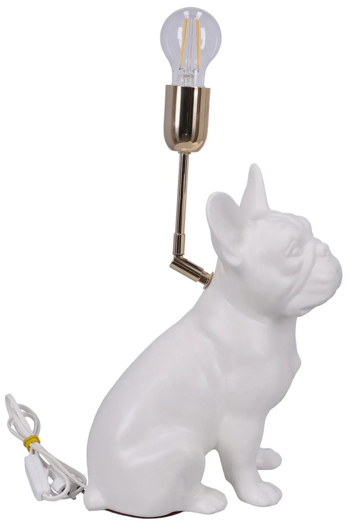 Lampa ceramica Bulldog alb mat h 35 cm