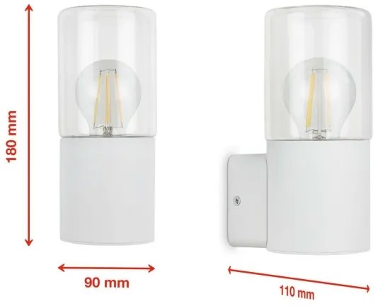 Aplică de exterior Briloner 320506TF 1xE27/12W/230V IP44 alb