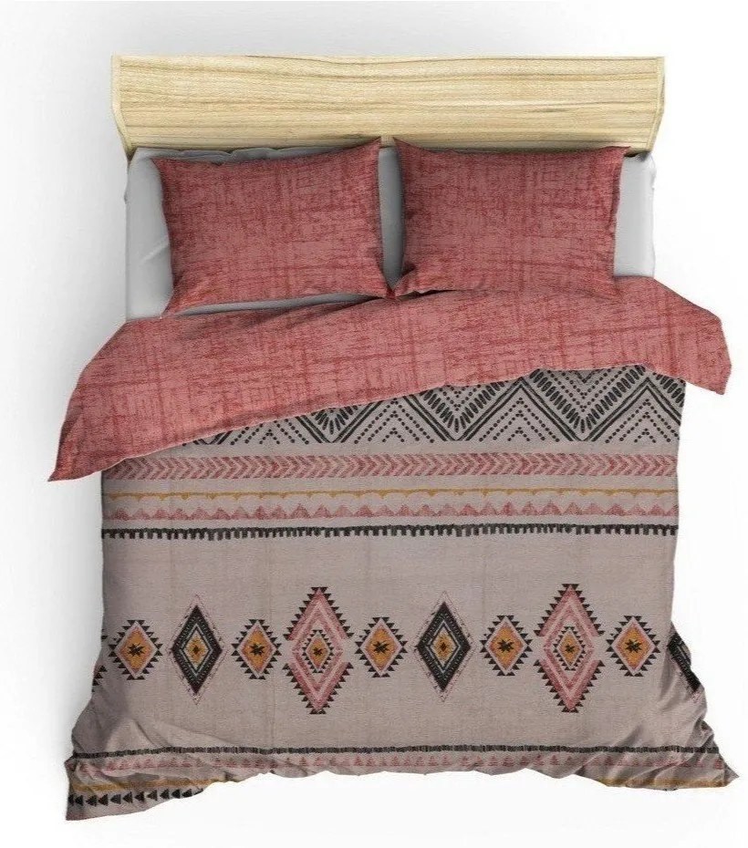 Lenjerie de pat cărămizie/maro din bumbac ranforcé pentru pat dublu/extinsă 240x220 cm Felix – Mijolnir