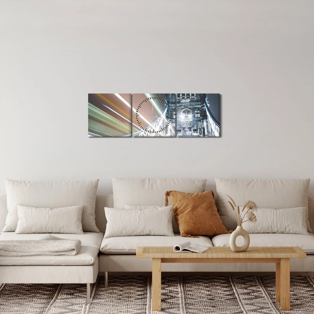 Tablou cu Tower Bridge (cu ceas) (90x30 cm)