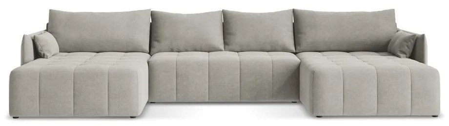 Colțar gri deschis extensibil/cu spațiu de depozitare (în formă de "U") Moku – Makamii