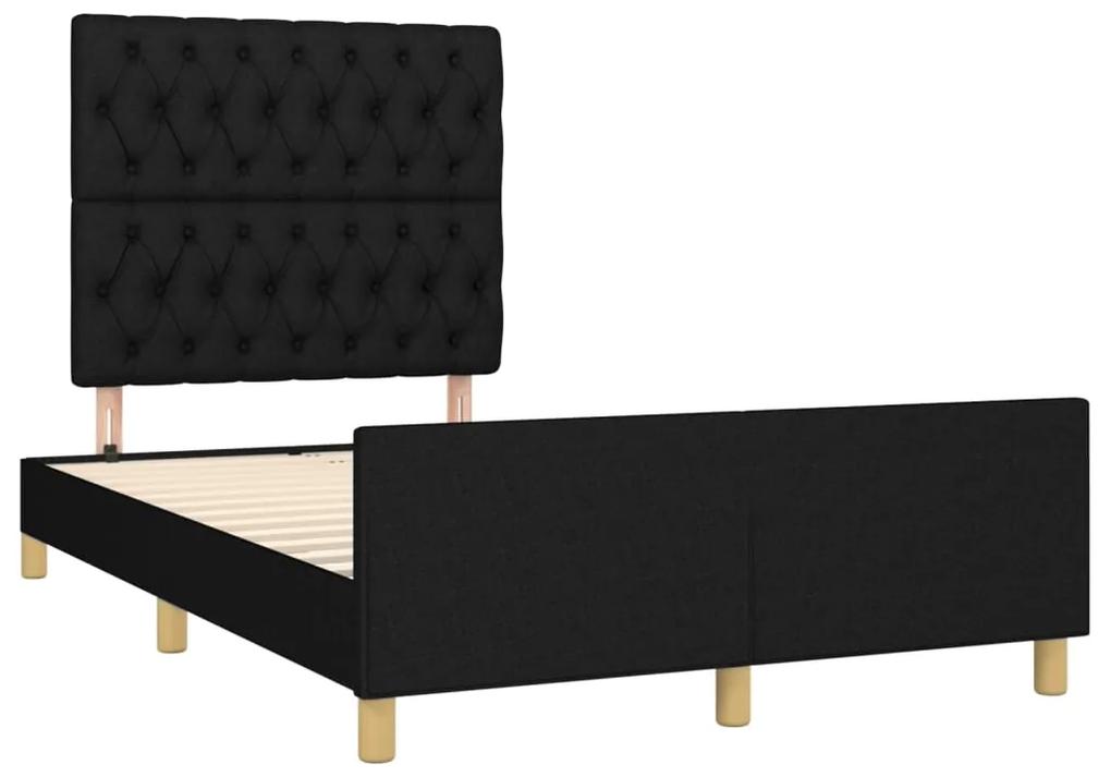 Cadru de pat cu tablie, negru, 120x200 cm, textil Negru, 120 x 200 cm, Design cu nasturi