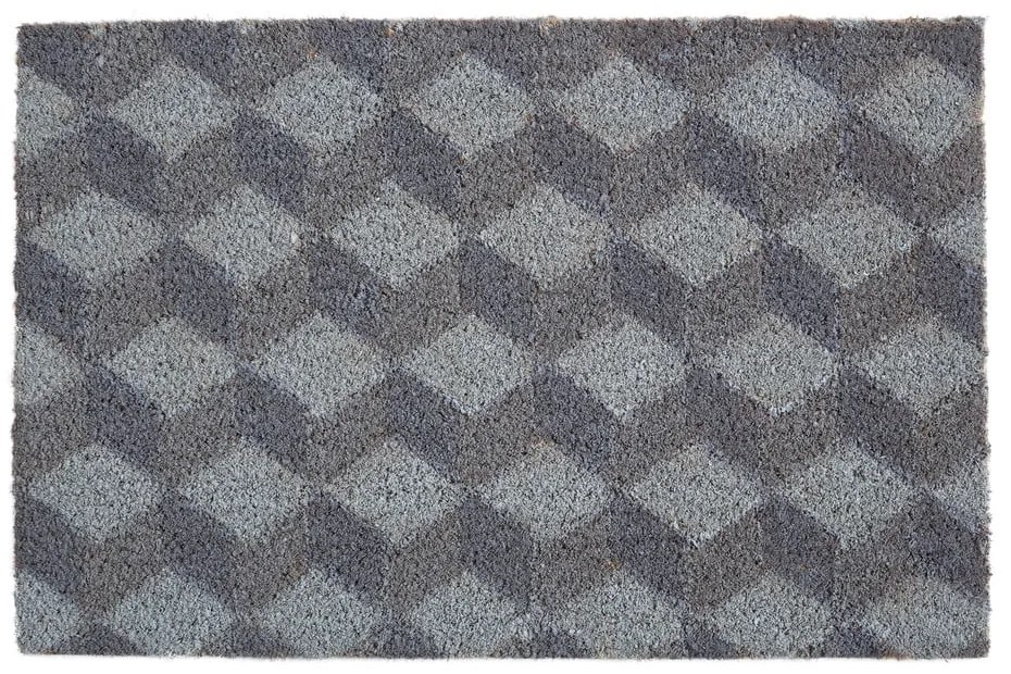 Covoraș de intrare din fibre de nucă de cocos 40x60 cm Grey Cube – Premier Housewares