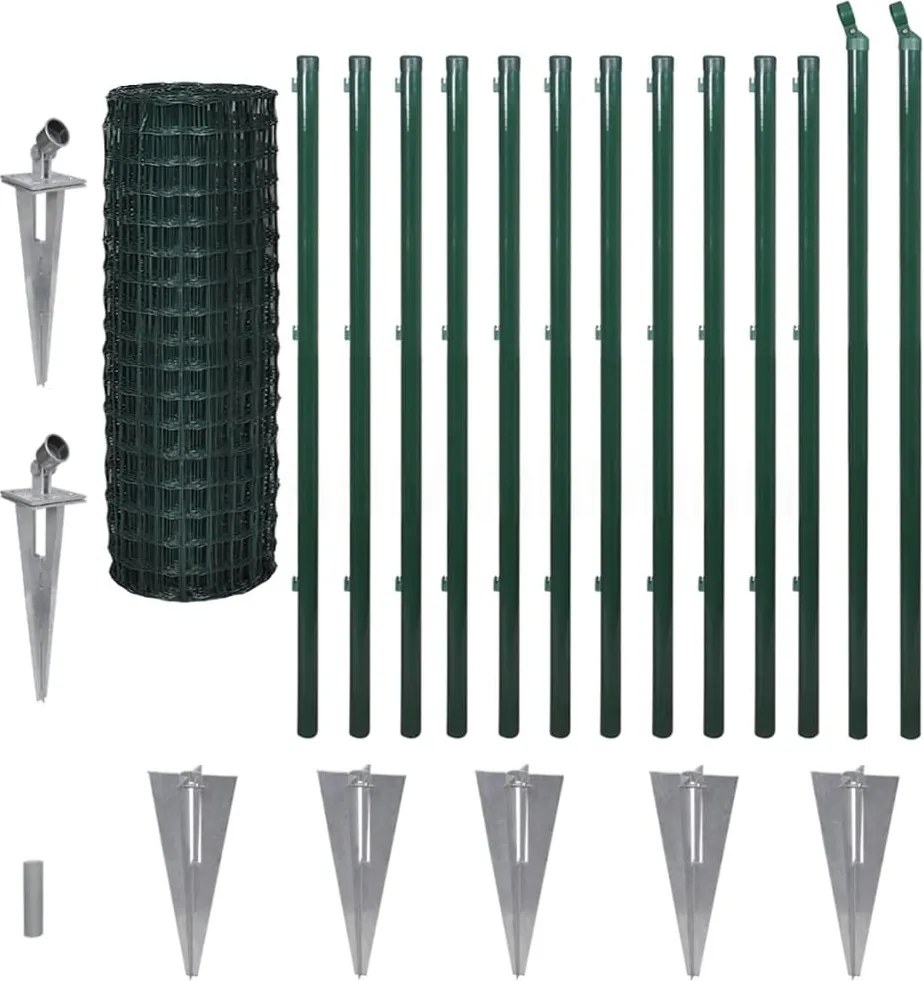 vidaXL Euro gard, verde, 25 x 1,2 m, oțel