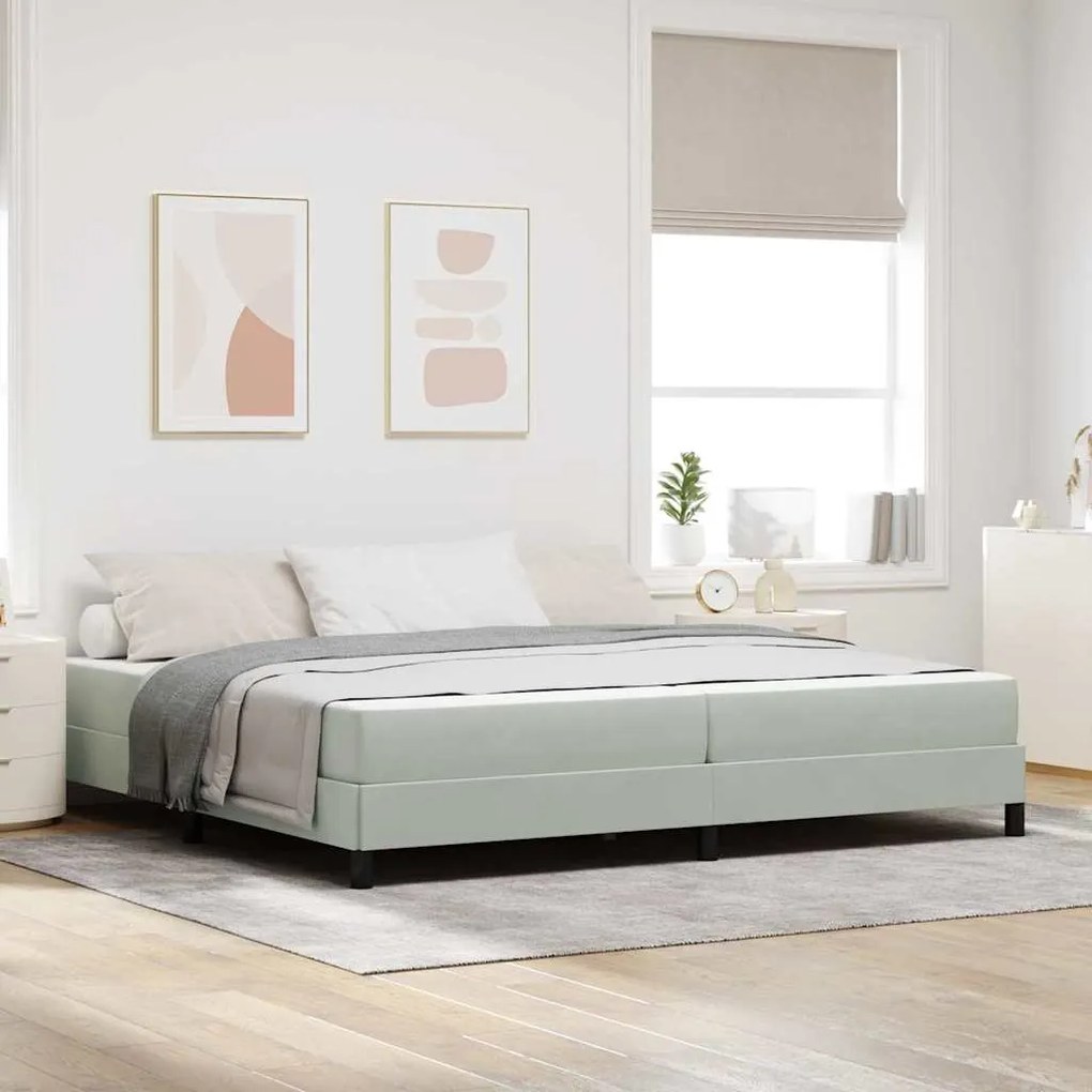 vidaXL Pat boxspring cu saltea Gri deschis 200 x 200 cm Catifea