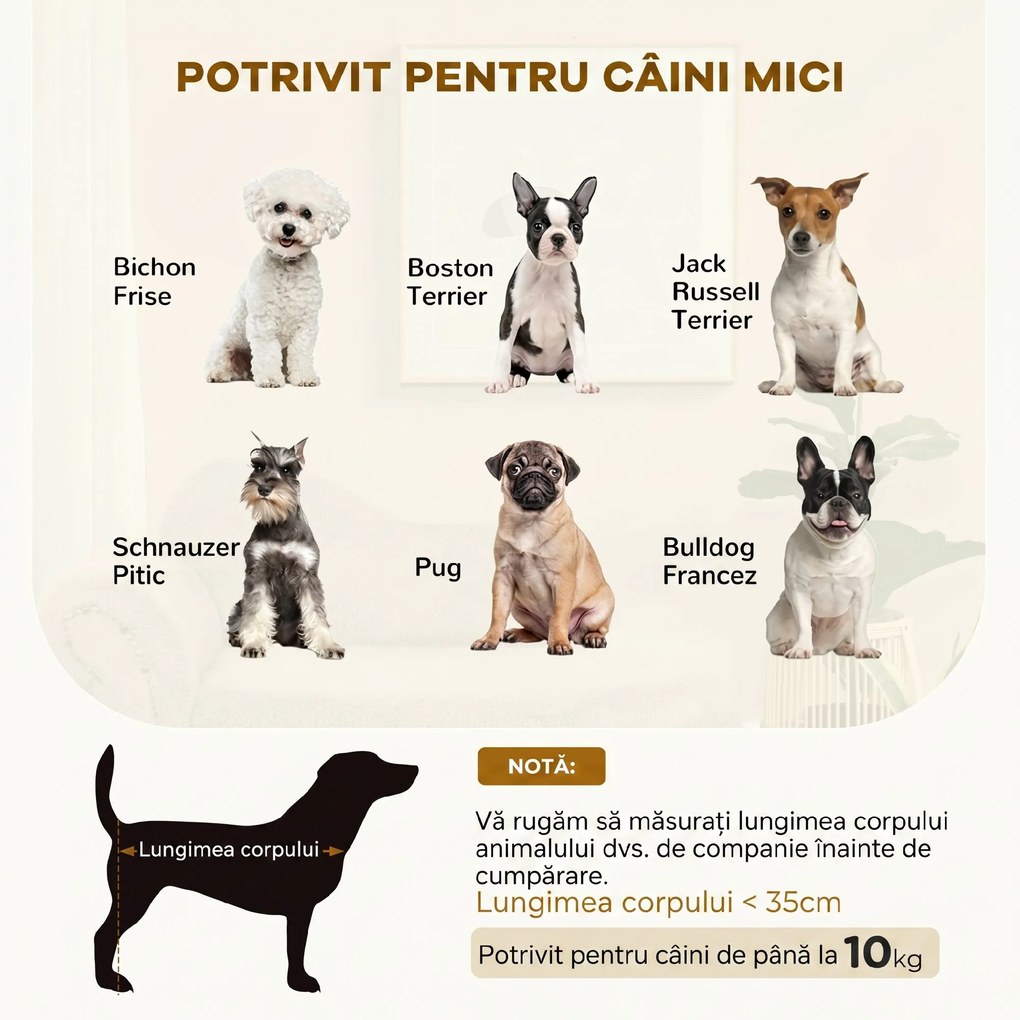 PawHut Canapea Ridicată pentru Câini cu Spațiu Ascuns pentru Depozitare, 80x40x46 cm, Bej | Aosom Romania