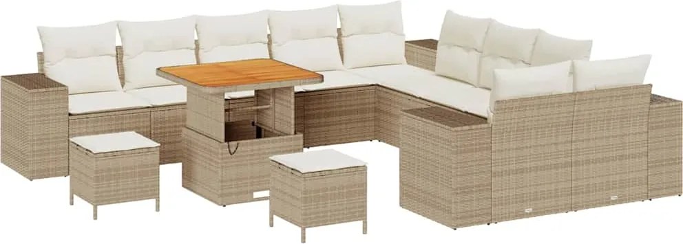 vidaXL Set de canapele pentru grădină 13 pcs Bej și crem poliratan
