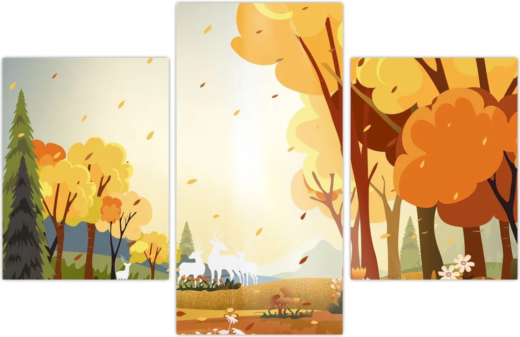 Tablou - Peisaj de toamnă, ilustrație (90x60 cm)
