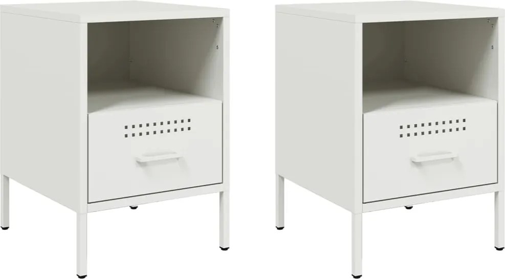 vidaXL Noptieră, alb, 2 buc., 36x39x50,5 cm, oțel