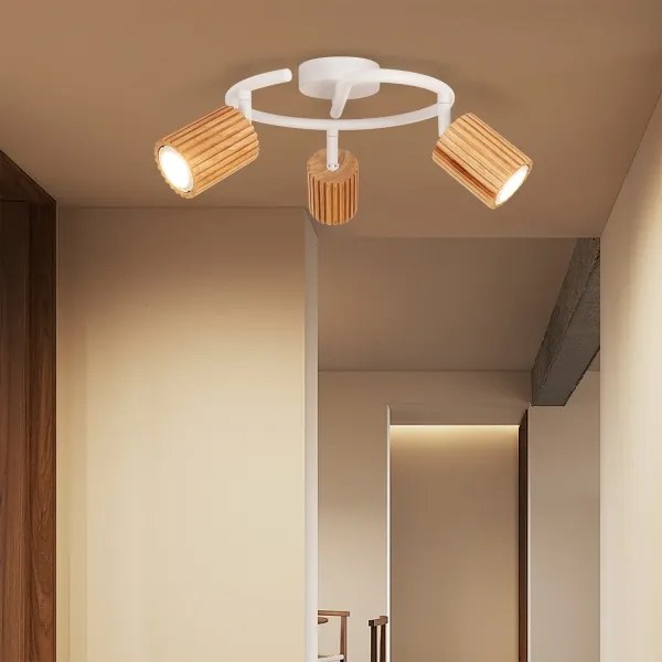 Brilagi - Corp de iluminat cu spoturi MODERN WOOD 3xGU10/8W/230V lemn/alb
