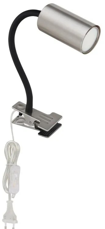 Veioza, lampa de birou cu clema design modern Robby nichel mat